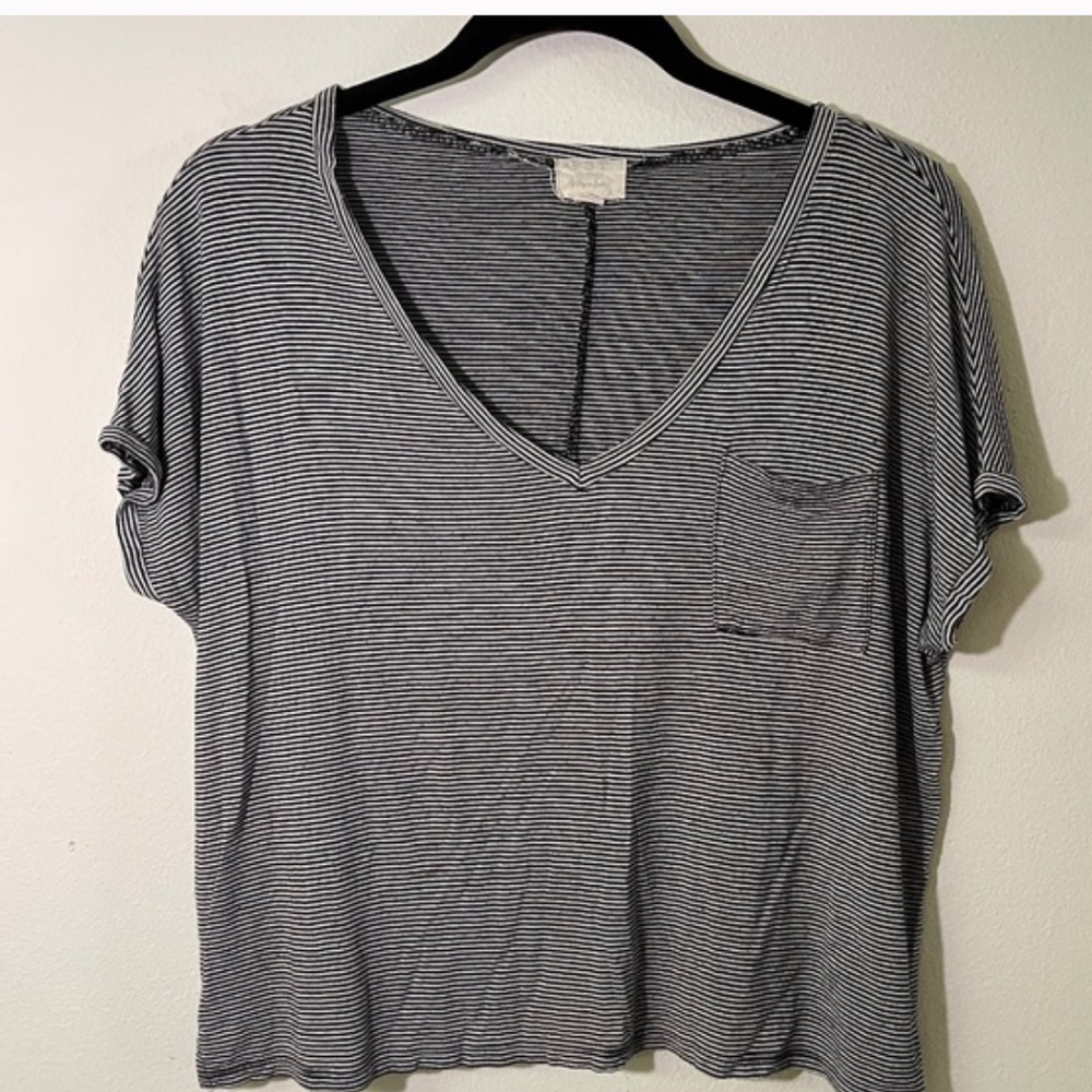 Project Social Striped V-Neck Women's Top